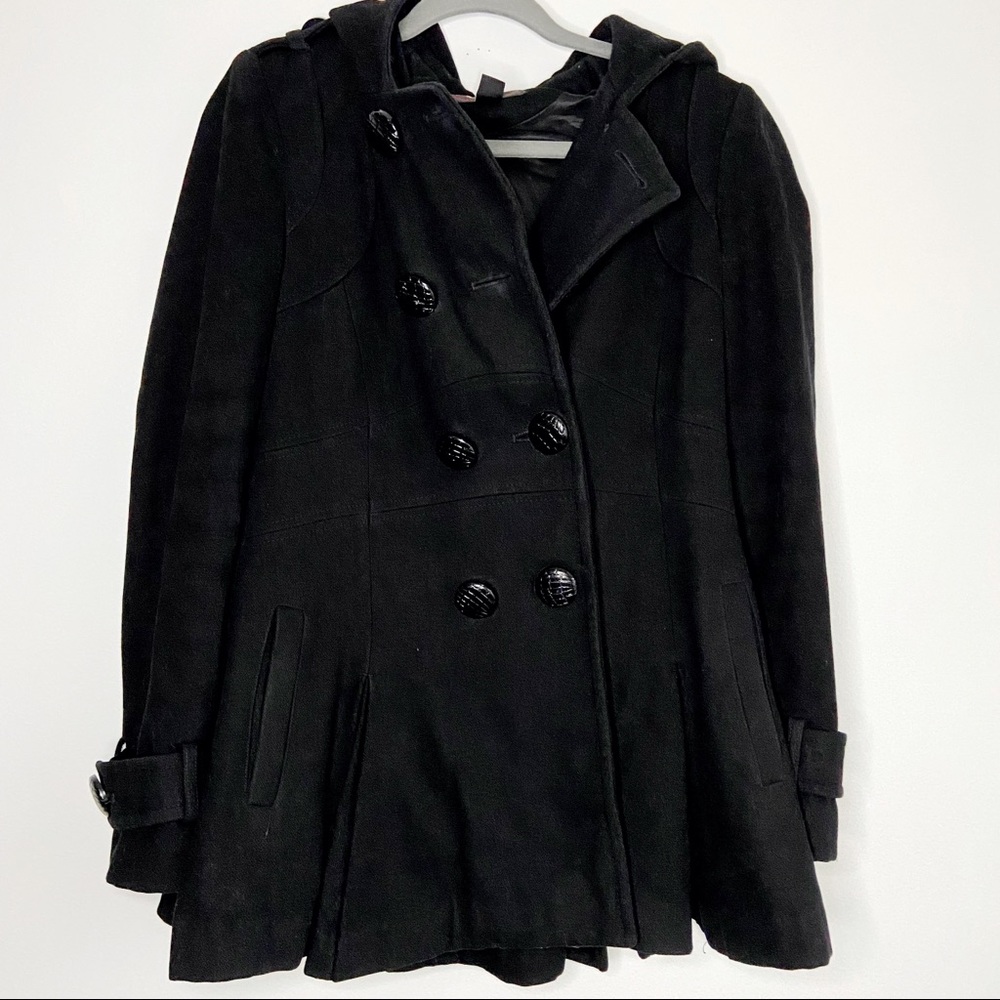 Miss Sixty M60 Black Wool Blend Buttoned Peacoat